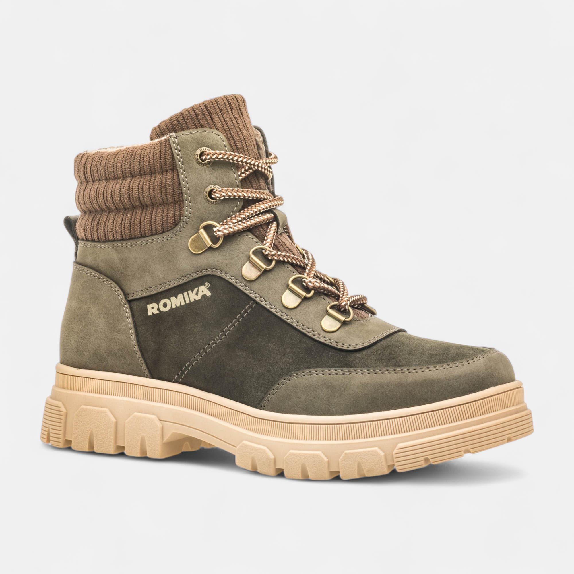 Bottines à lacets Femme kaki