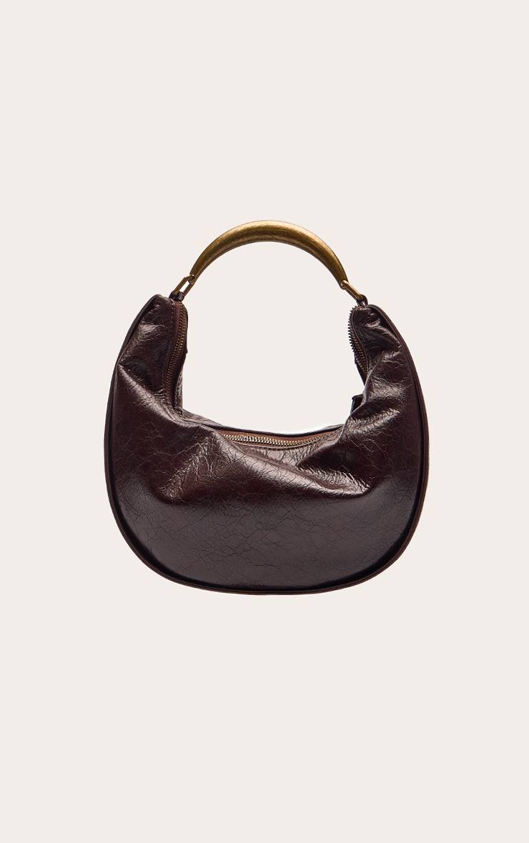 Chocolate Plum Sac À Main Clouté En Synthétiquecuir Froissé