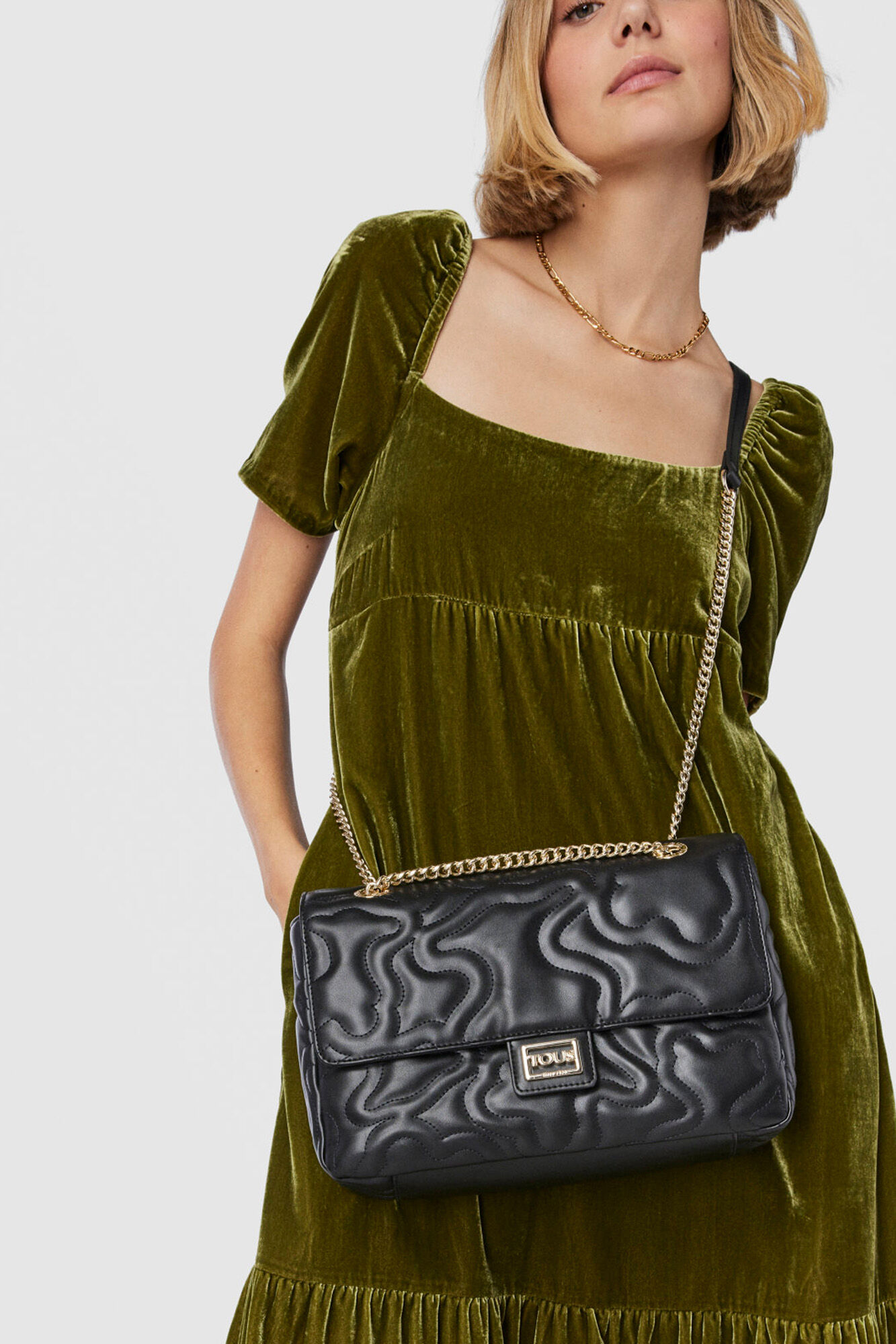 Bolsa de ombro média Kaos Dream preta - Preta