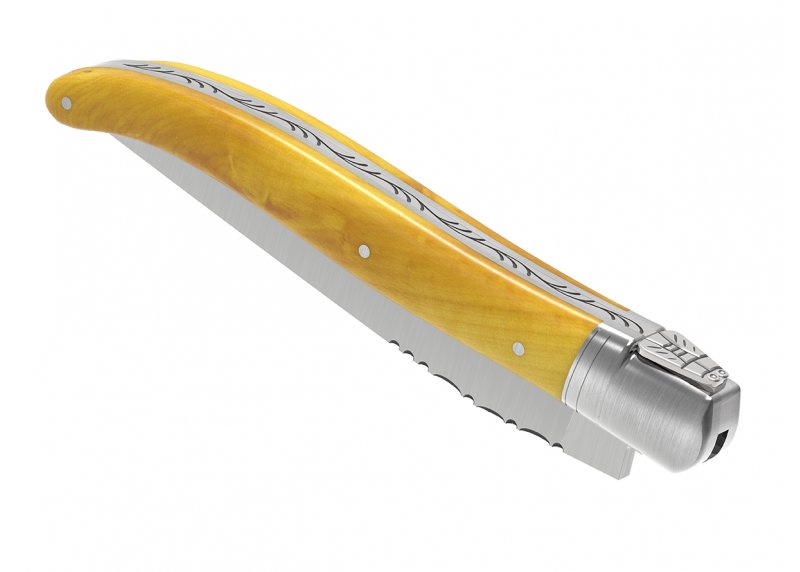 Couteau Laguiole avec un manche en buis et 1 mitre en acier inoxydable