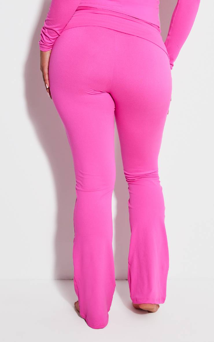 Rose Vif Pantalon Évasé Taille Haute Sculptant À Rabat Shape Stretch