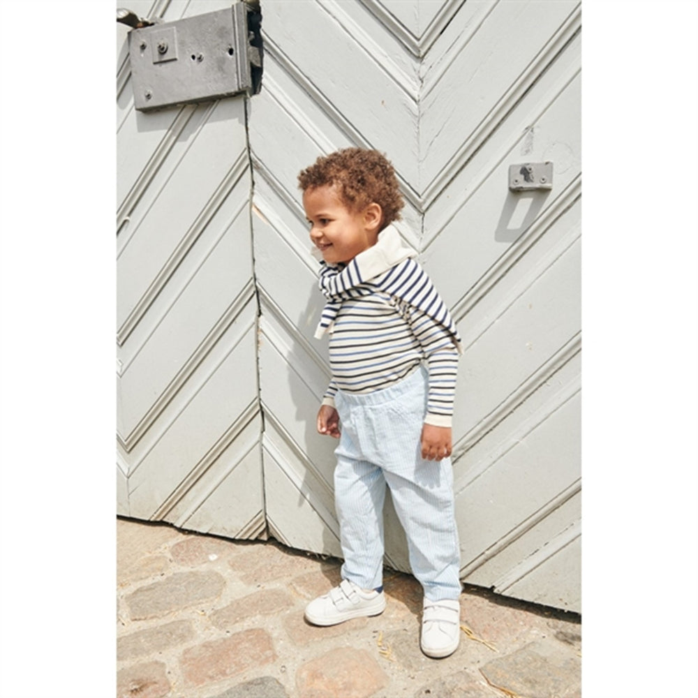 Køb COPENHAGEN COLORS Sky Blue W Cream Stripe Seersucker Bukser