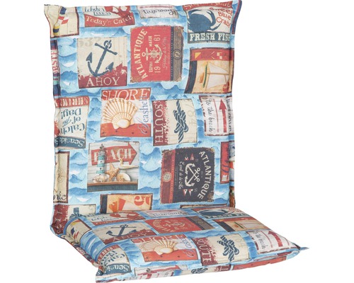 Kussen voor lage rugleuning, 98 x 46 cm, katoenmix, beige, blauw, oranje