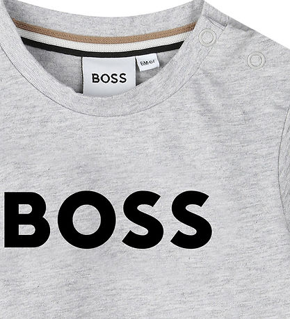 BOSS T-shirt - Gråmeleret m. Sort