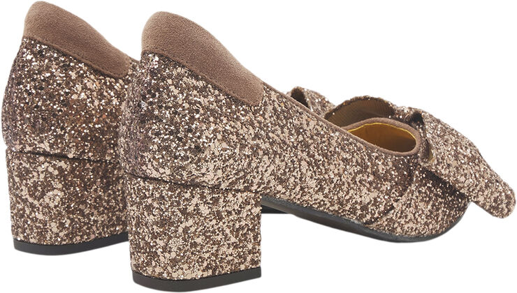 ANGULUS Sløjfepump i funklende glitter 3297/3232 clay glitter/clay