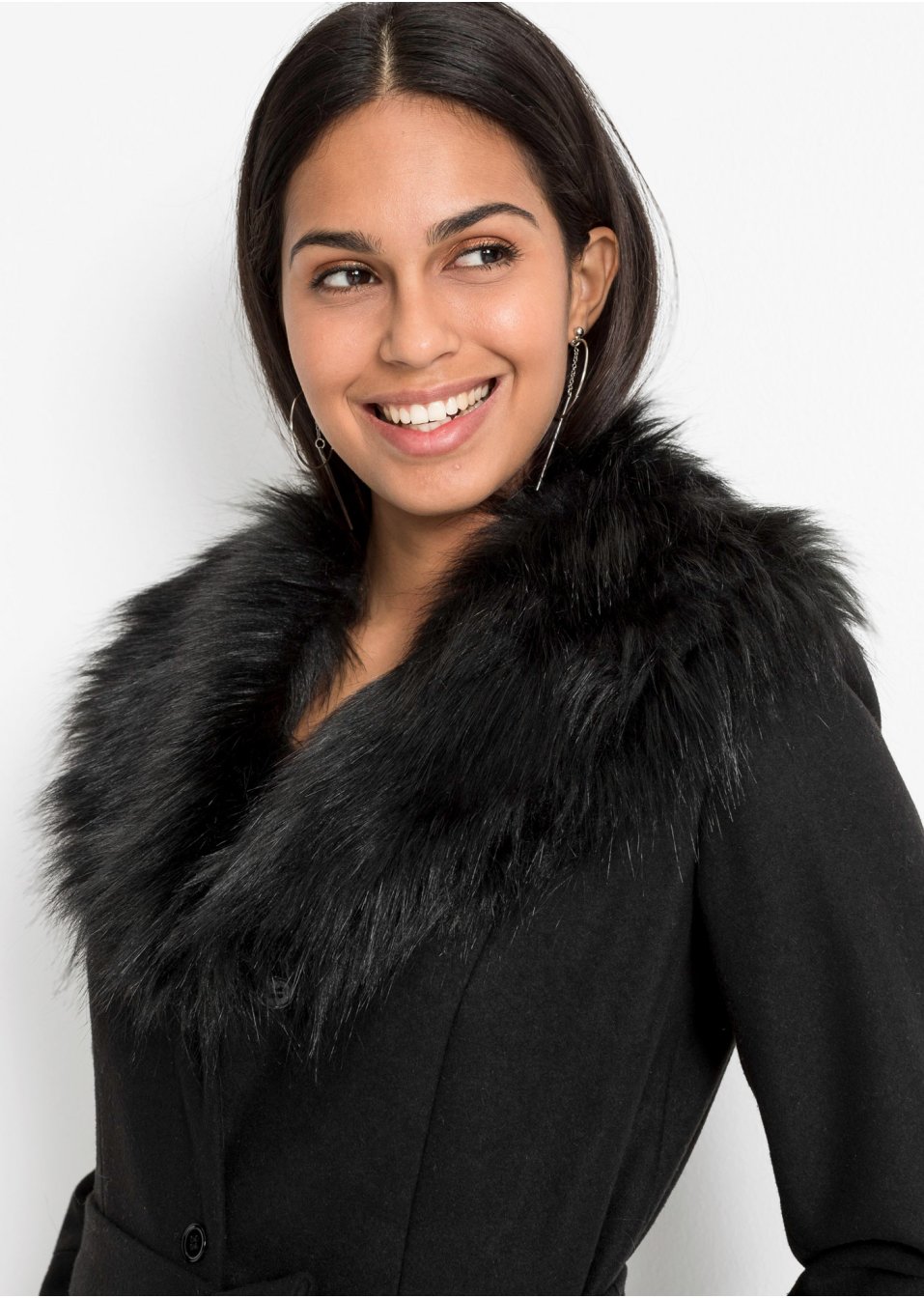 Manteau avec col synthétique