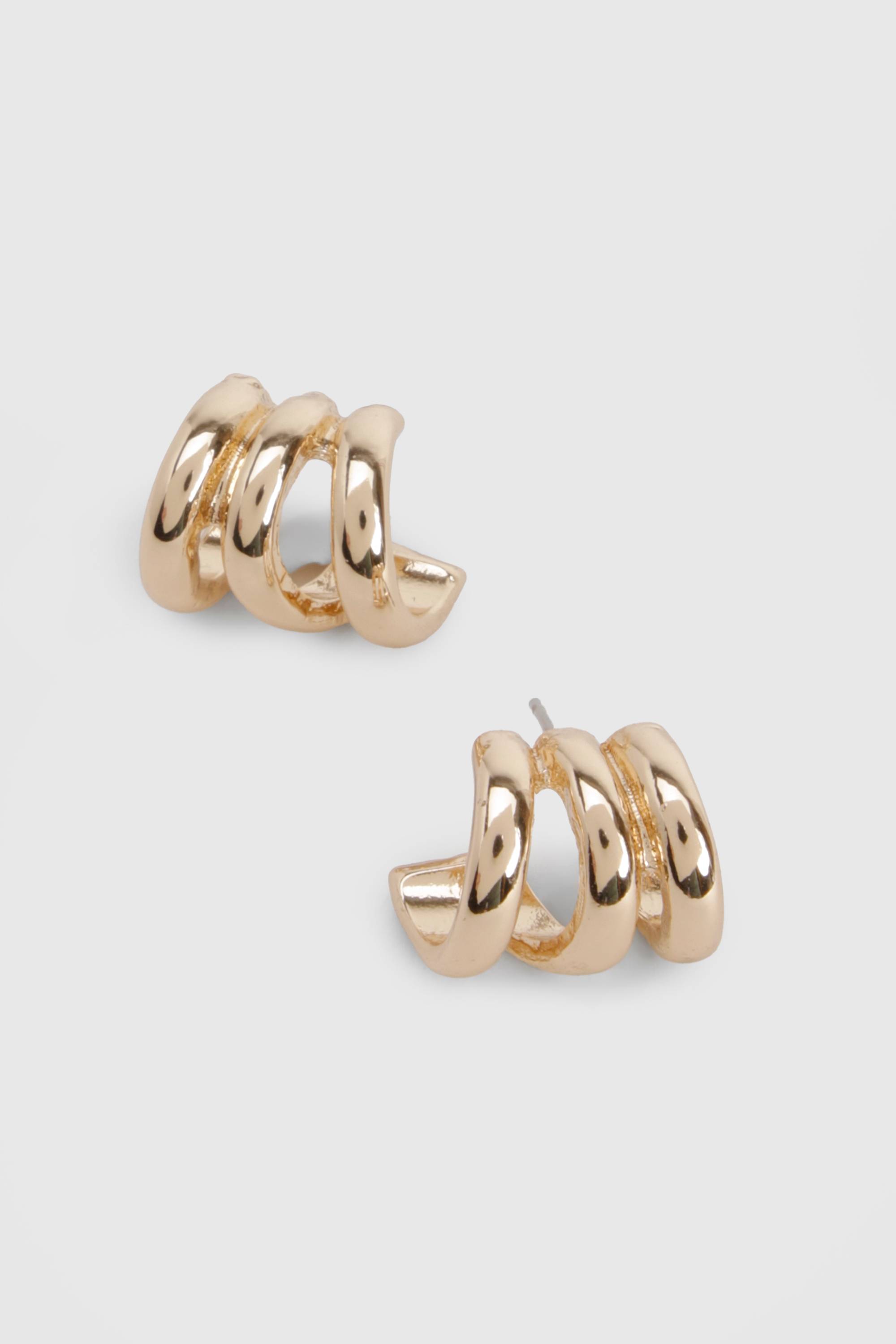 boohoo Boucles d'oreilles créoles mini triples en or