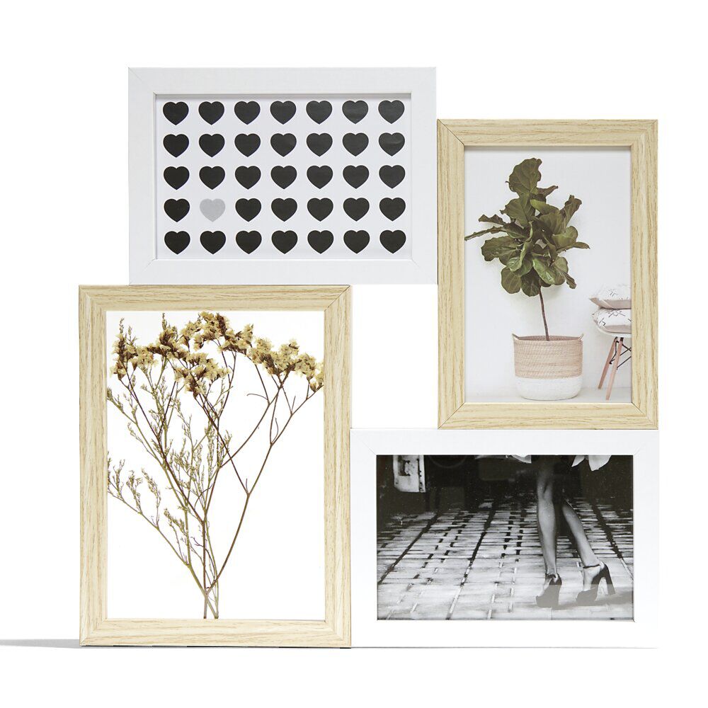 Cadre photo en bois 4 vues 32x32cm