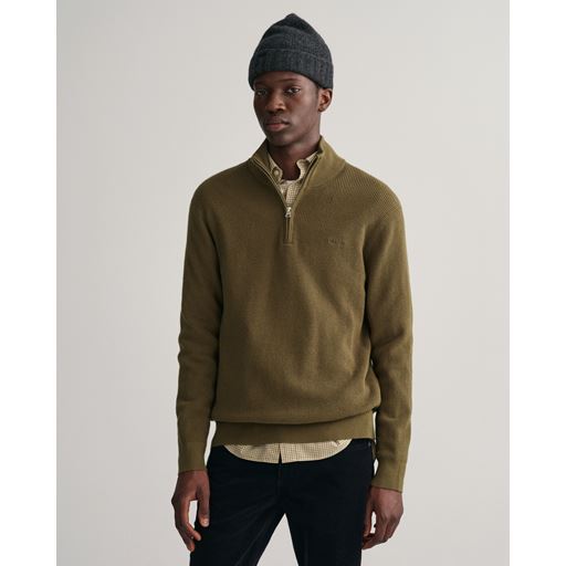 GANT Ribstrikket 1/2-zip Sweater, Dark Cactus, 3XL