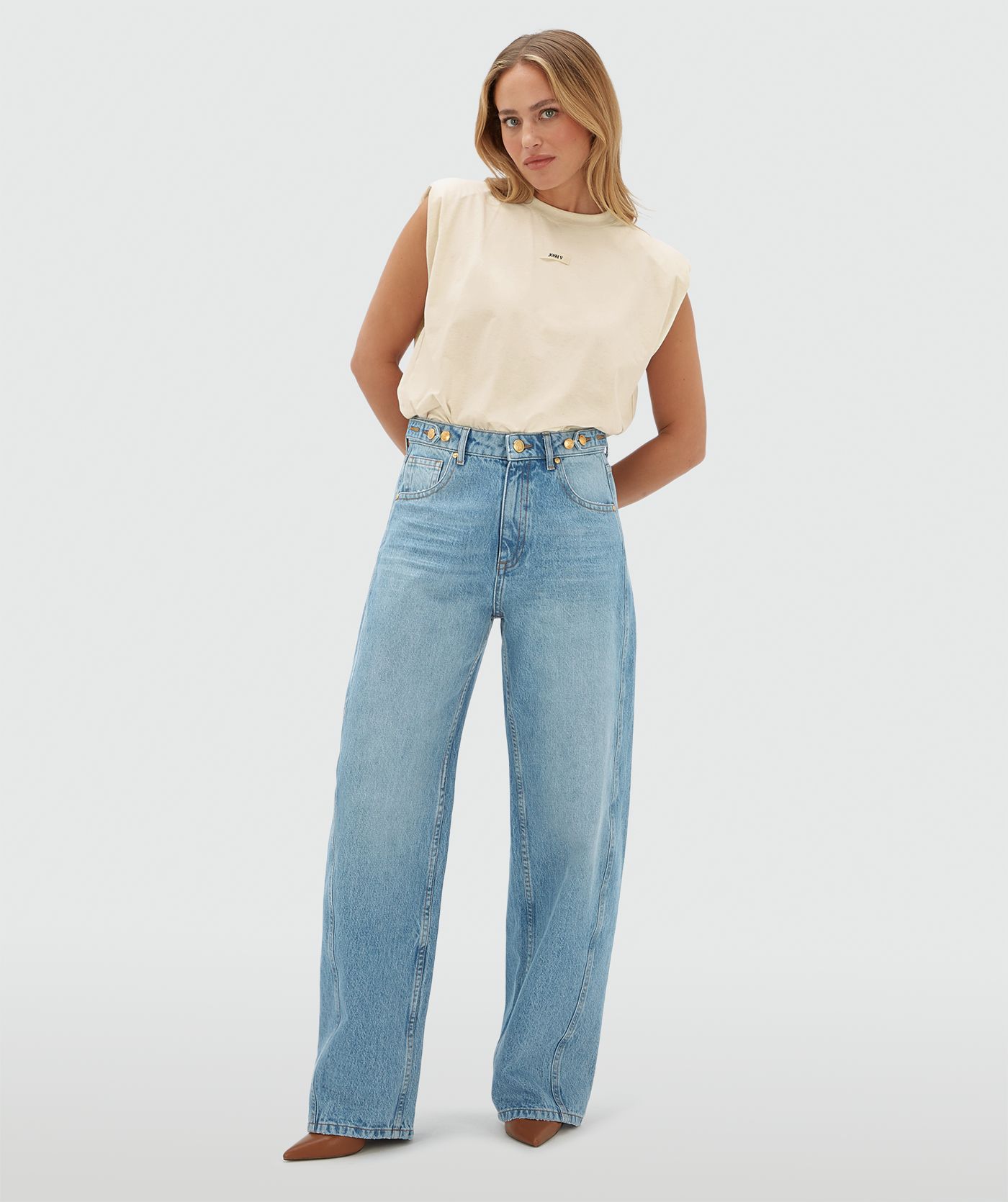 JV-DEWI mid rise balloon fit jeans - light denim