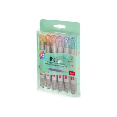 Legami - Pack de 6 surligneurs double pointe - miaou - couleurs assorties