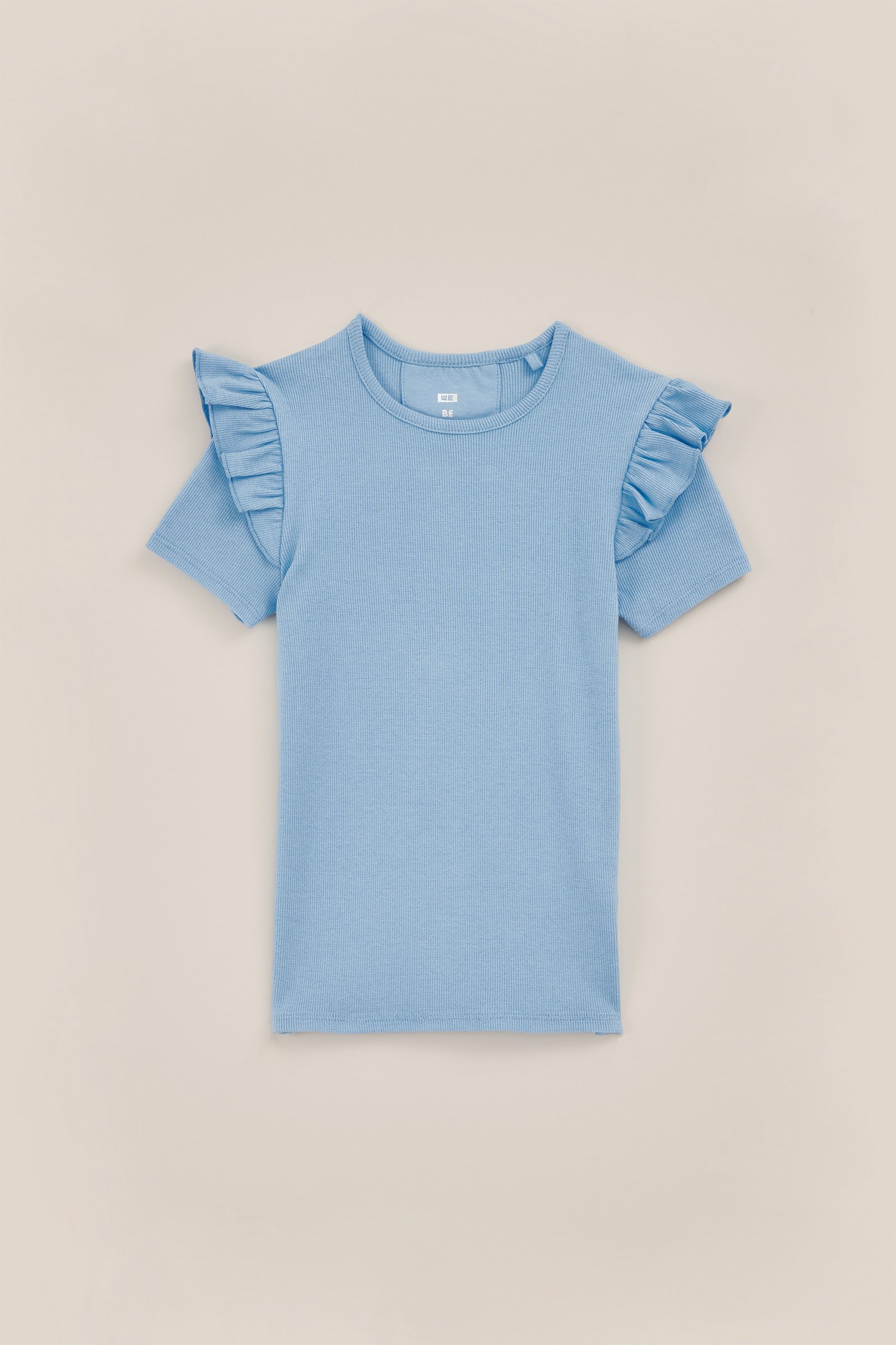 Meisjes T-shirt met ruches WE Fashion Lichtblauw