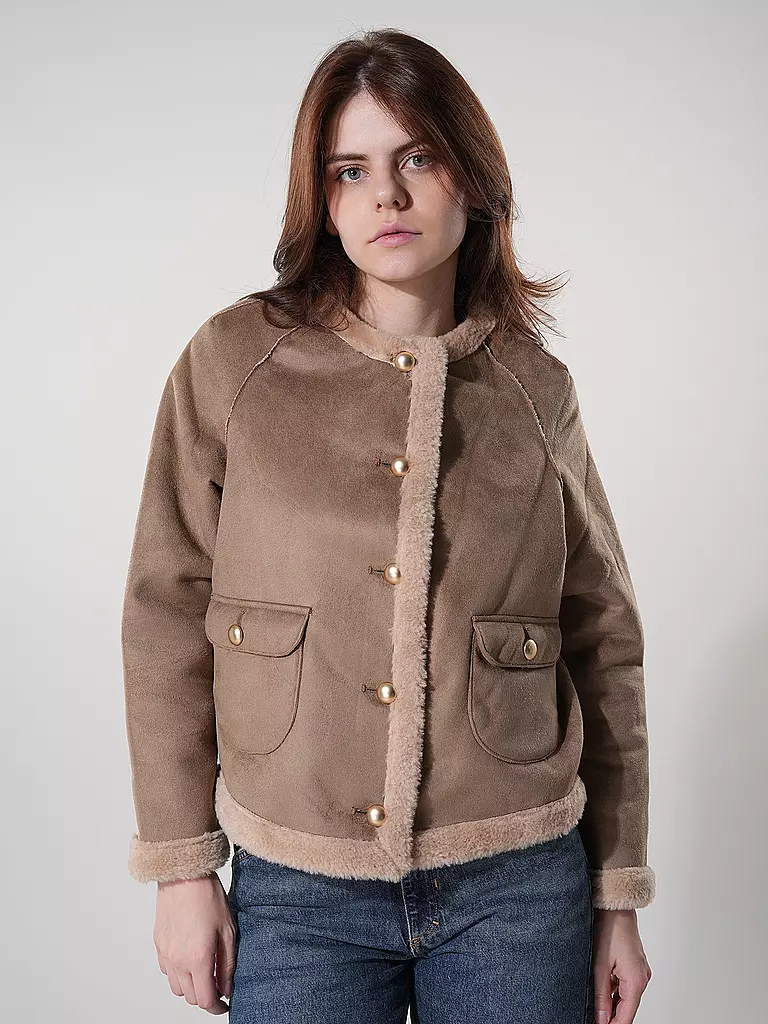 RICH & ROYAL Jacke in Felloptik beige