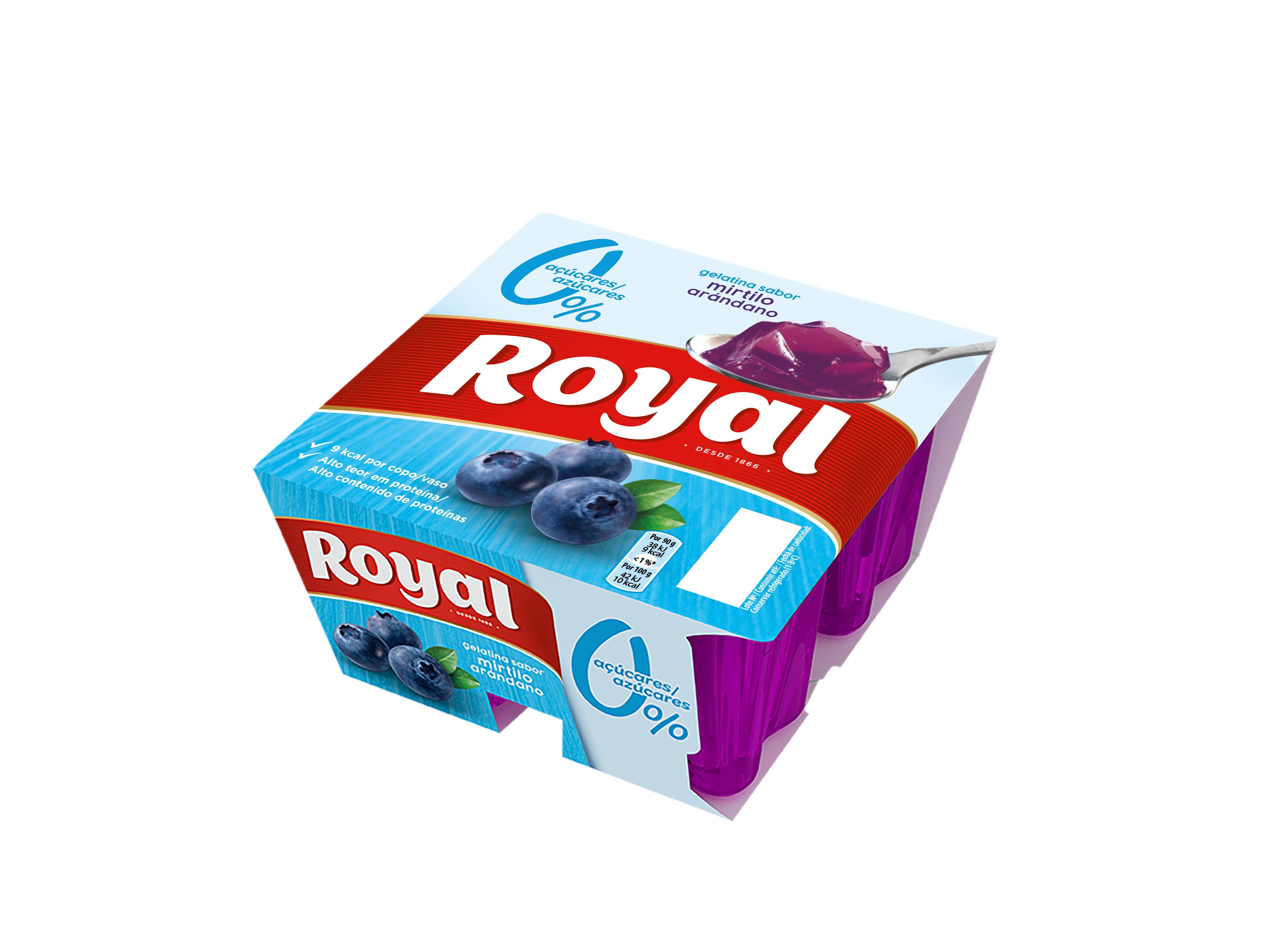 GELATINA ROYAL MIRTILO 0% DE AÇÚCAR 4X90 G