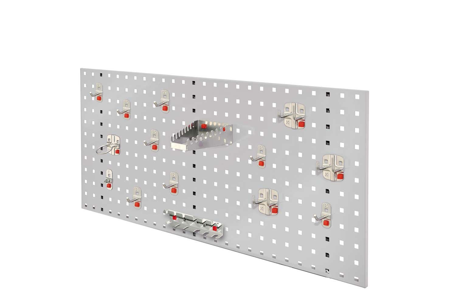 Kappes® RasterPlan by ABAX Starter Set #5 1x Geperforeerde plaat 1000x450mm 1x Gereedschapshouders assortiment 15-delig Lichtgrijs RAL 7035