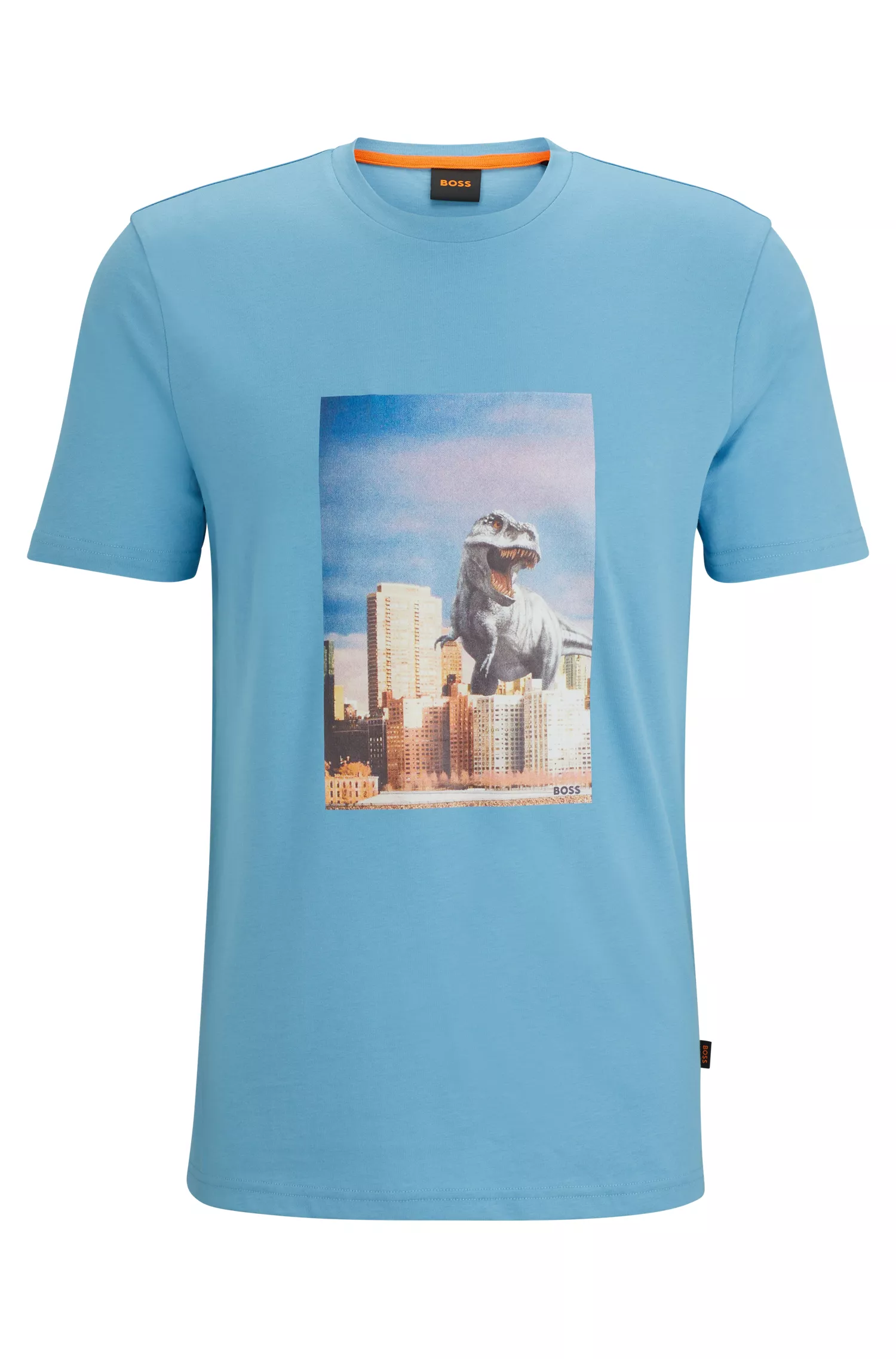 Camiseta BOSS laranja em malha de algodão com estampa da nova coleção