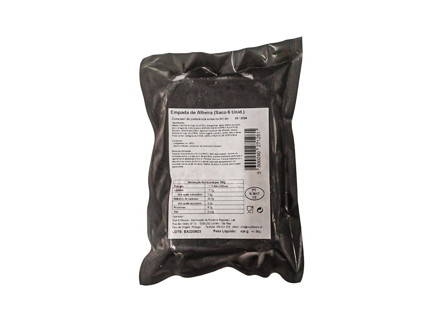 EMPADA SOUL&FLAVORS ALHEIRA 390G (6UN)