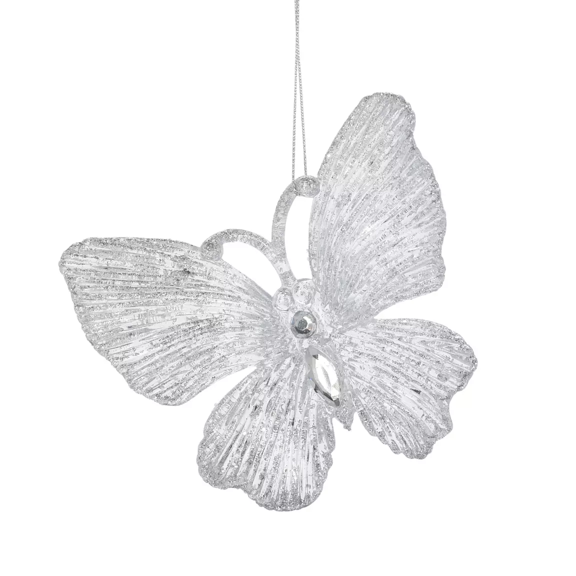 Lot de 2 papillons (H10,5 cm) Souy pailletés Argent