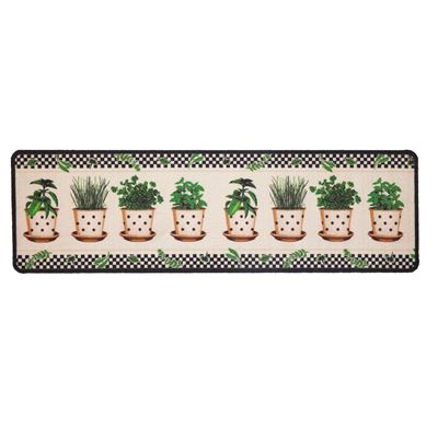 Tapis de cuisine motif plantes aromatiques