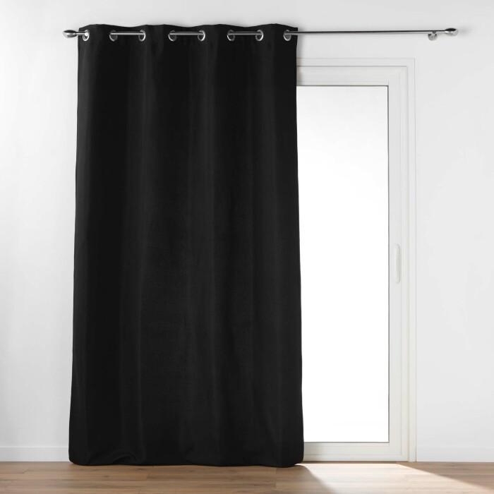 RIDEAU OEILLETS 135X260CM ISOLANT MICROFIBRE NOIR