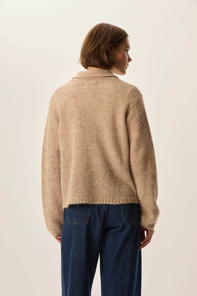 DES PETITS HAUTS<br>Cardigã com gola polo, mangas compridas, ANOUKA