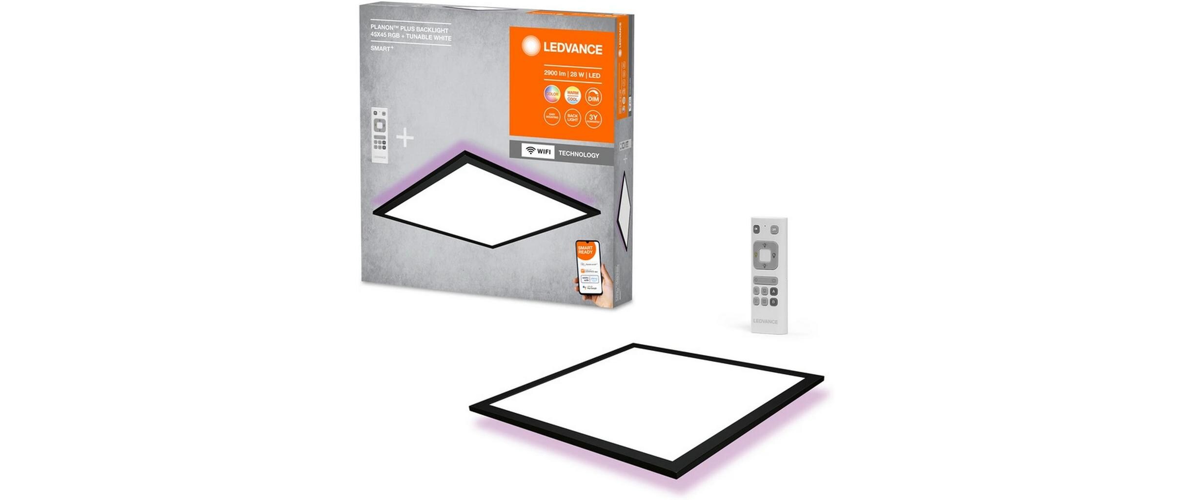 LED-Panel SMART+ Planon Plus Backlight 45x45cm, RGBTW, swSmart Panel mit Haupt- und Hintergrundbeleuchtung mit WIFI-Technologie
