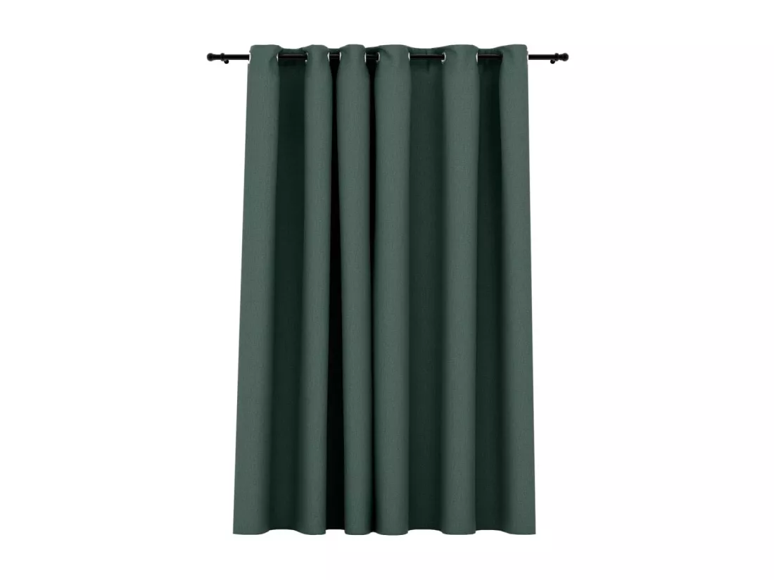Rideau occultant Aspect de lin avec œillets Vert 290x245 cm