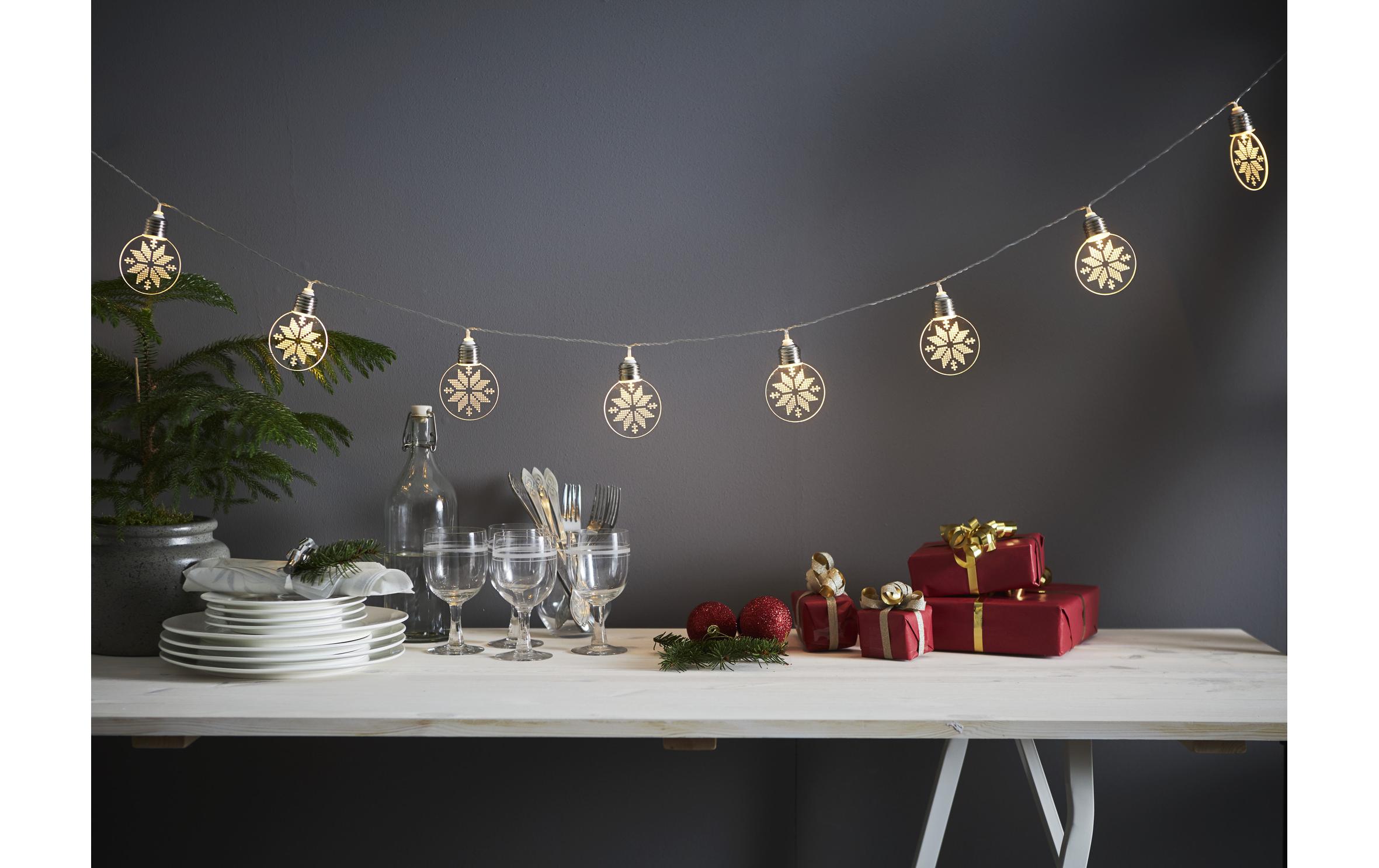 LED-Lichterkette Ornament, 10 LED, 180 cmGlühbirnen mit Sternmotiv