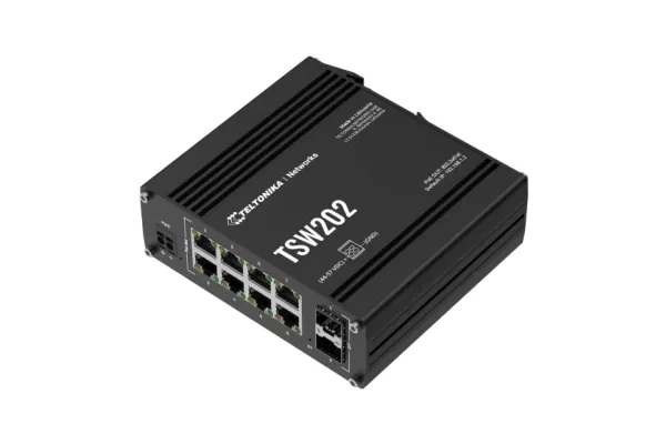 Teltonika TSW202 - Switch - Administreret - 8 x 10/100/1000 (PoE )   2 x SFP - DIN monterbar på skinne - PoE  (240 W)