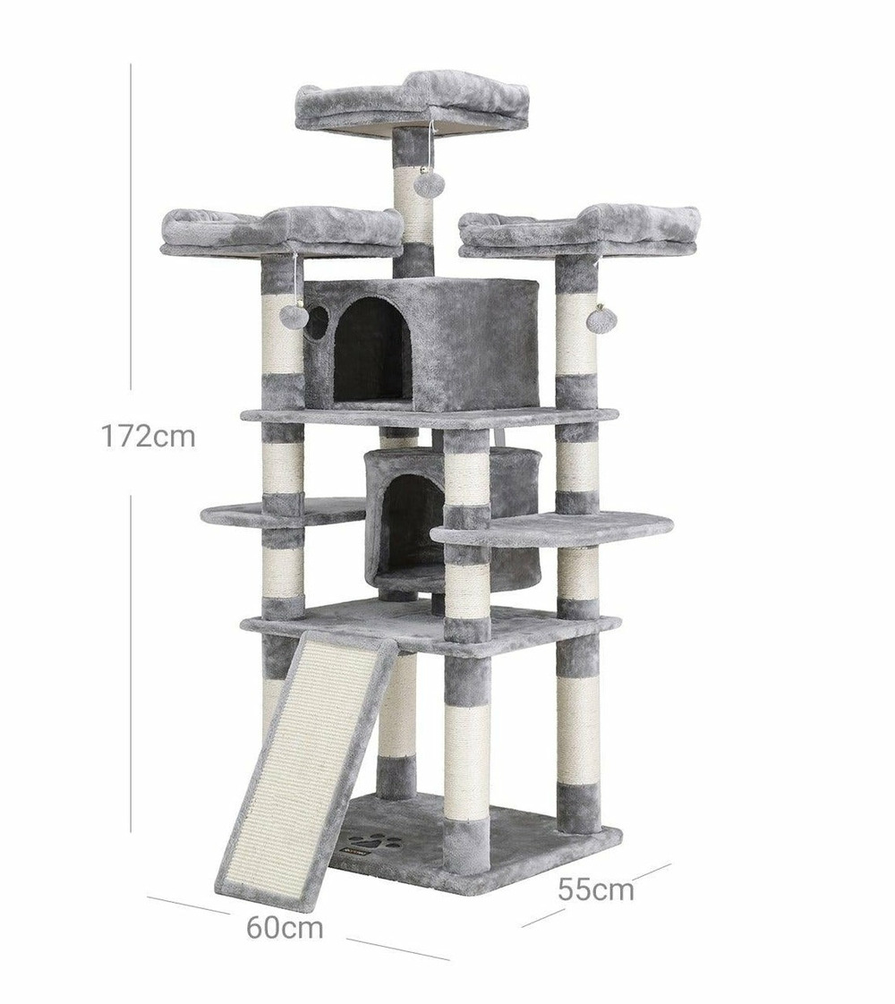 Arbre à chat tour de jeux 172 cm gris clair