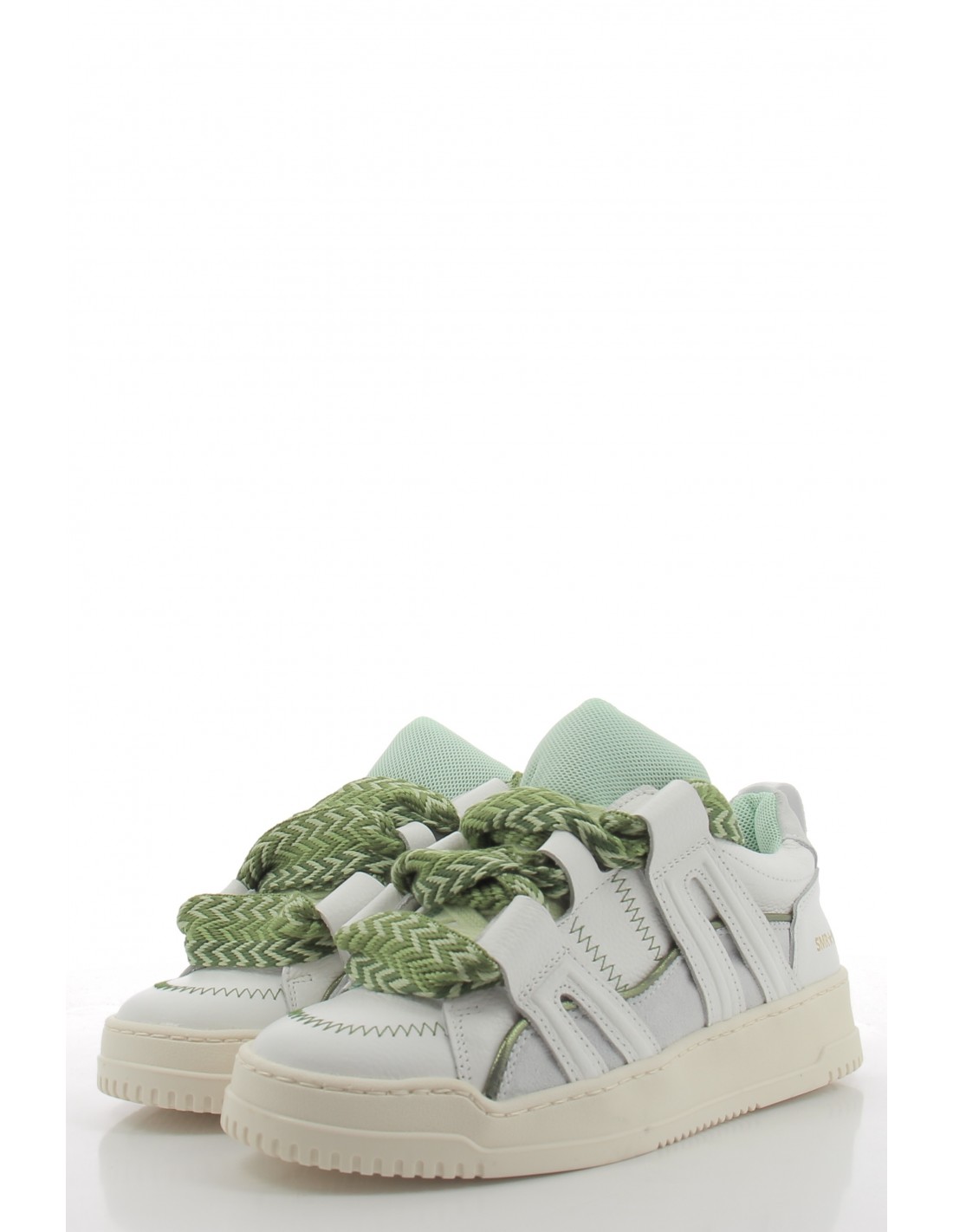 semerdjian Baskets de Ville Femme Inna Cuir Blanc/Vert