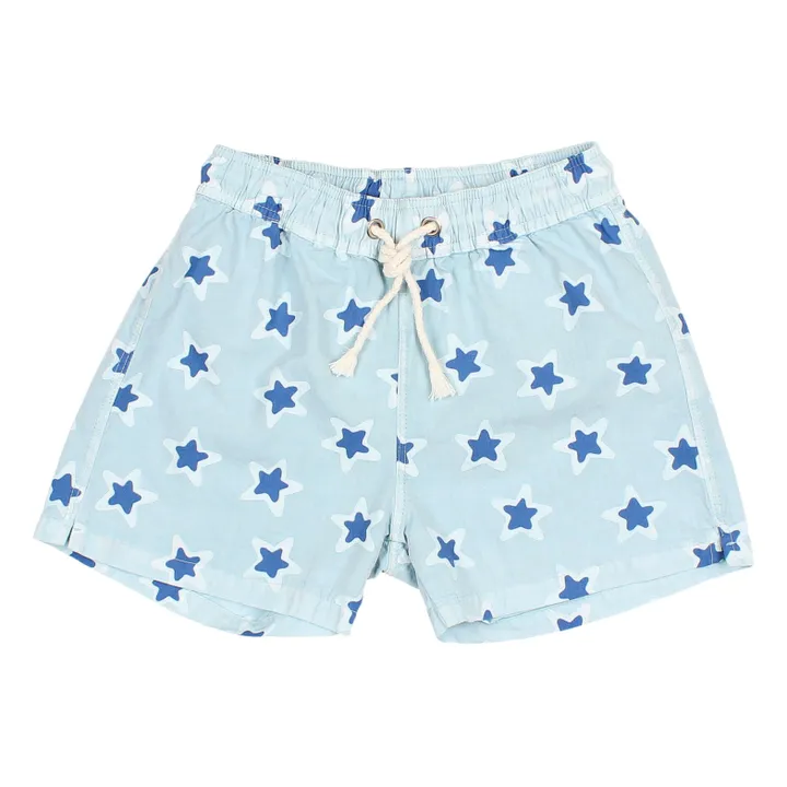 Búho Short de Bain Etoiles | Bleu ciel