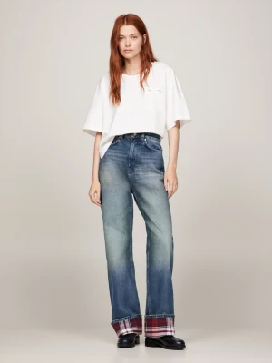 Calça jeans Crest Relaxed Tartan com barra dobrada
