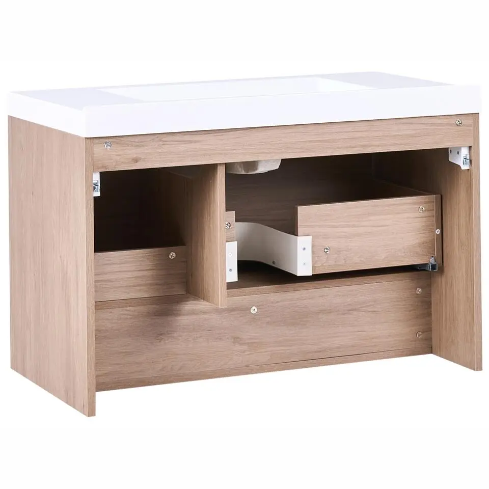 UMAYO - Wandgemonteerd meubel met wasbak - Lichtbruin - MDF