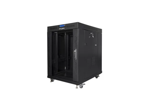 Lanberg - Rack kabinet - med 4 køleblæsere, display - sort, RAL 9004 - 15U - 19