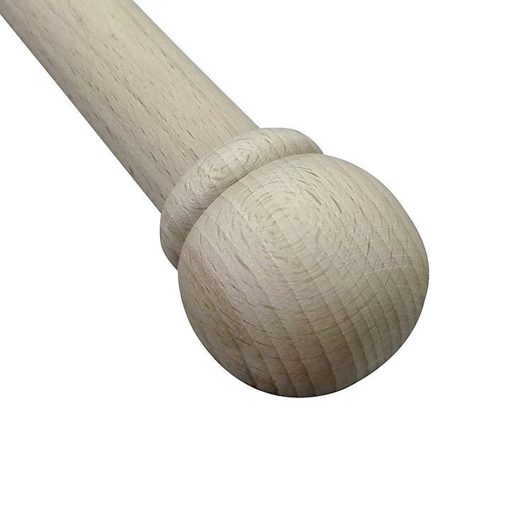 Kit de tringle à rideau GoodHome embout boule 150 cm, Ø28mm naturel