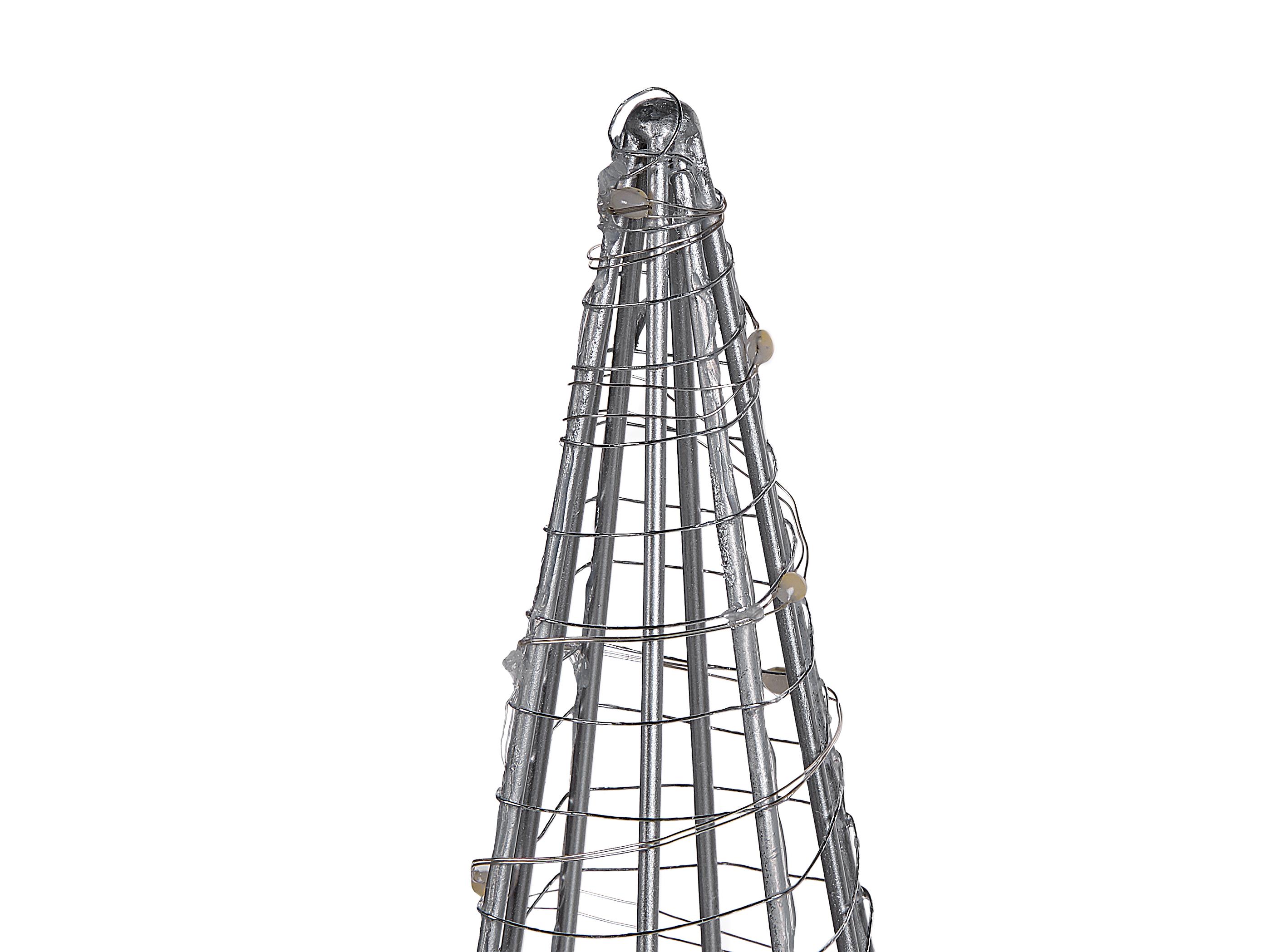 Buitendecoratie LED PUKSALA Kerstboom 60 cm Zilver