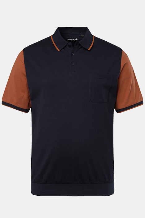 Men+ Poloshirt Bauchfit, kontrastfarbiger Halbarm, bis 84/86