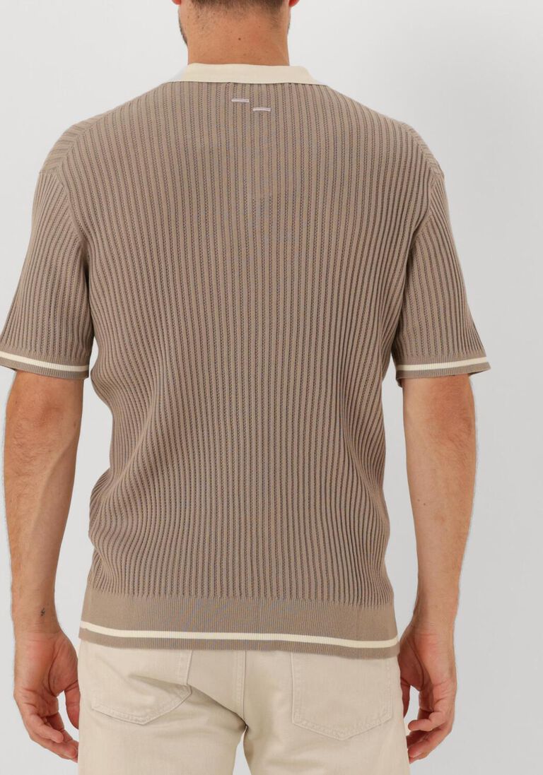 taupe filling pieces polo fine knit polo