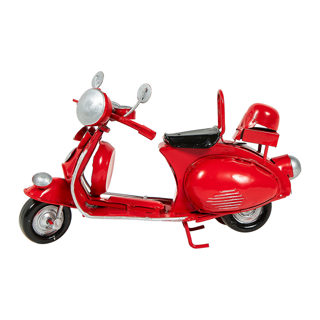 Scooter déco à poser métal rouge 19x11x7cm