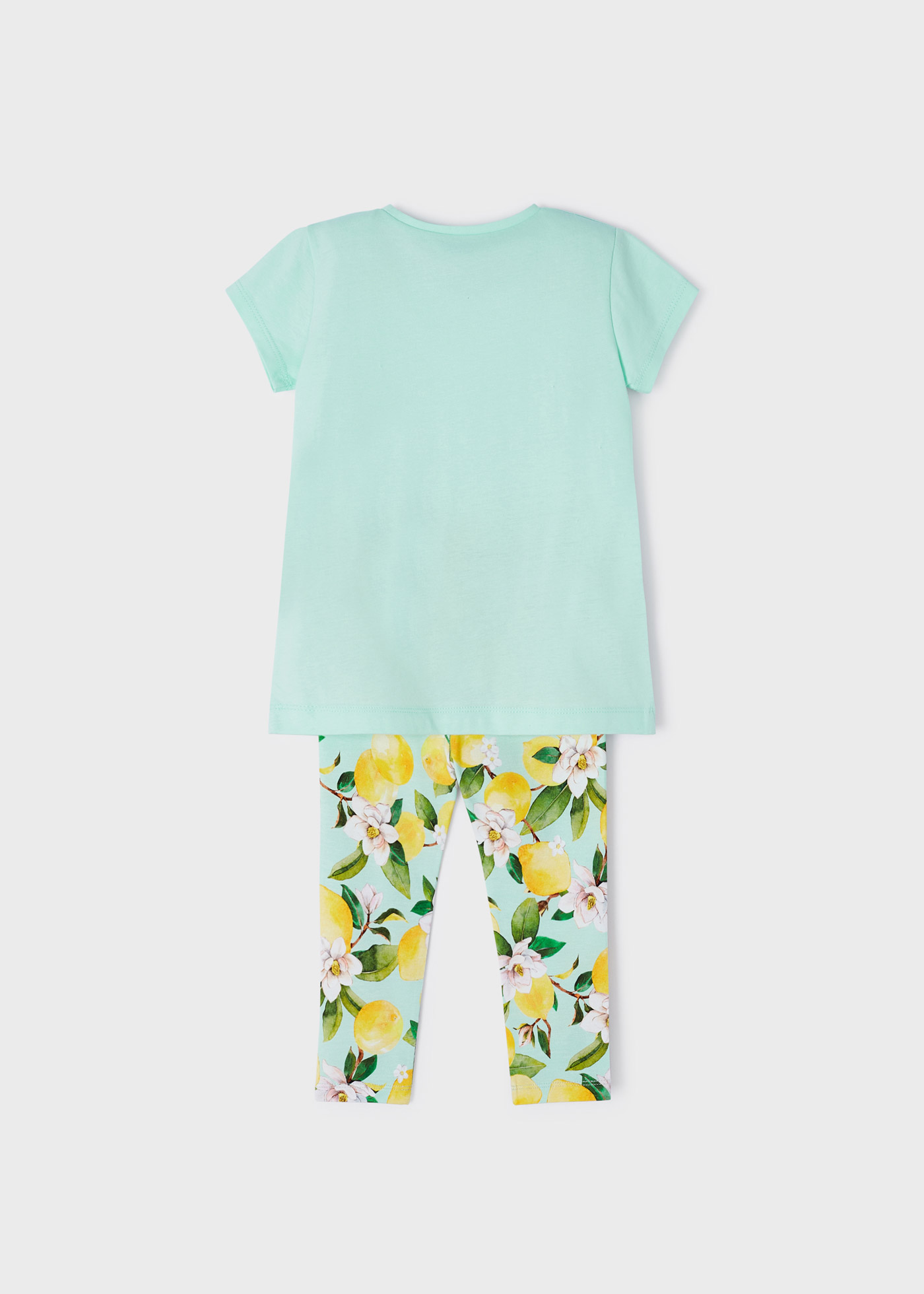 Conjunto de duas peças em algodão sustentável estampado para meninas