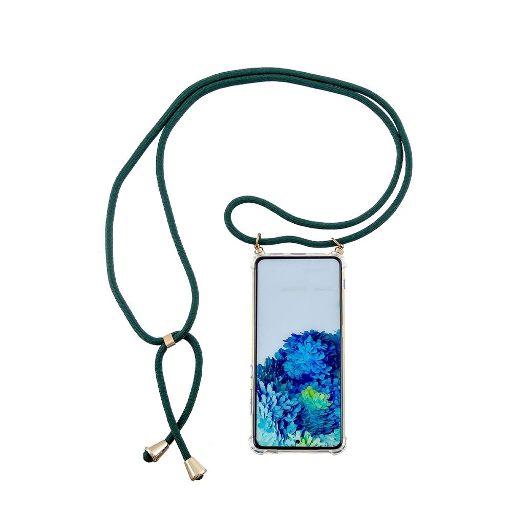 Samsung Galaxy S22 5G Necklace Gummi Hülle Air Cushion Fallschutz   Handykette (150cm) - Grün / Gold