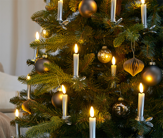 12 LED-Weihnachtsbaumkerzen, silberfarben