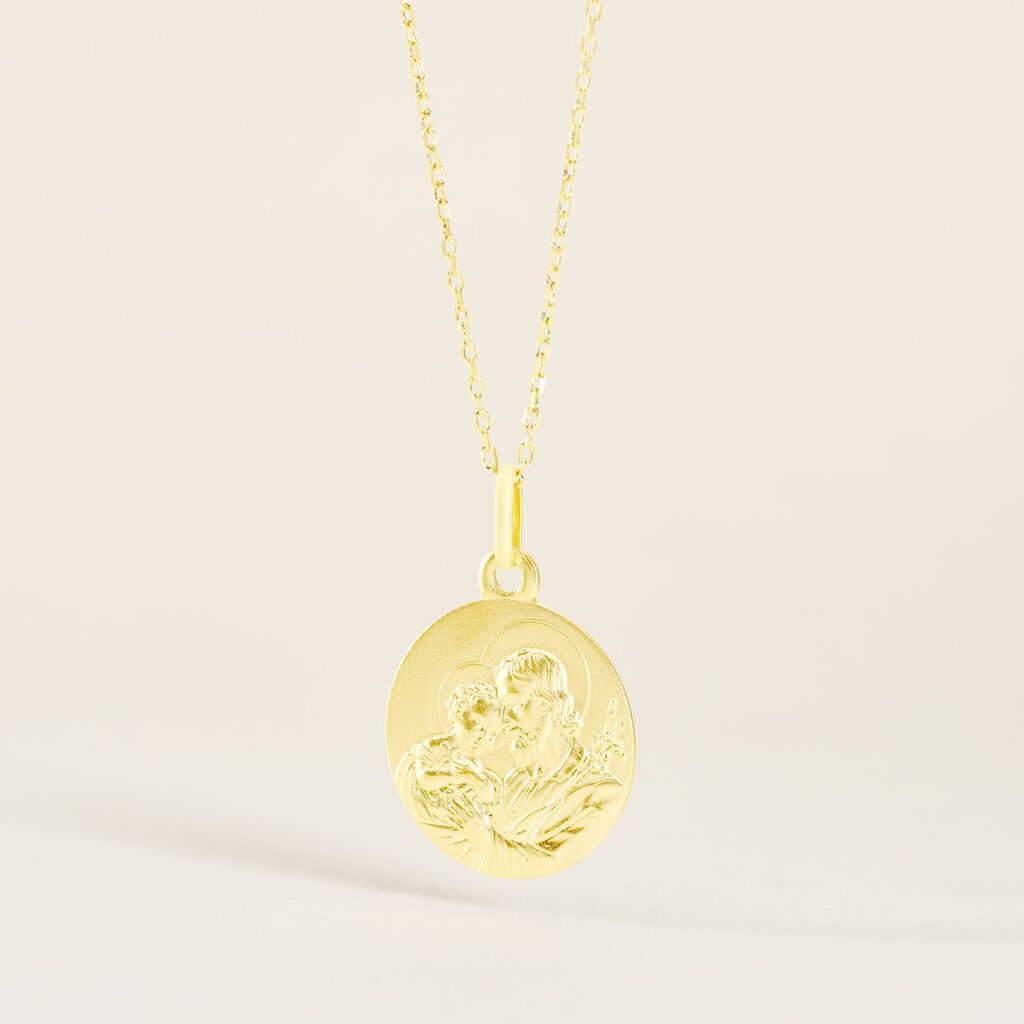 Medaille Or Jaune Christ Et Enfant