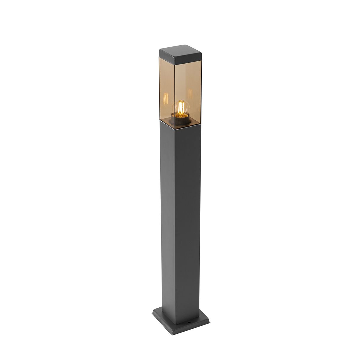 Smart buitenlamp paal donkergrijs met smoke 80 cm incl. Wifi P45 - Malios