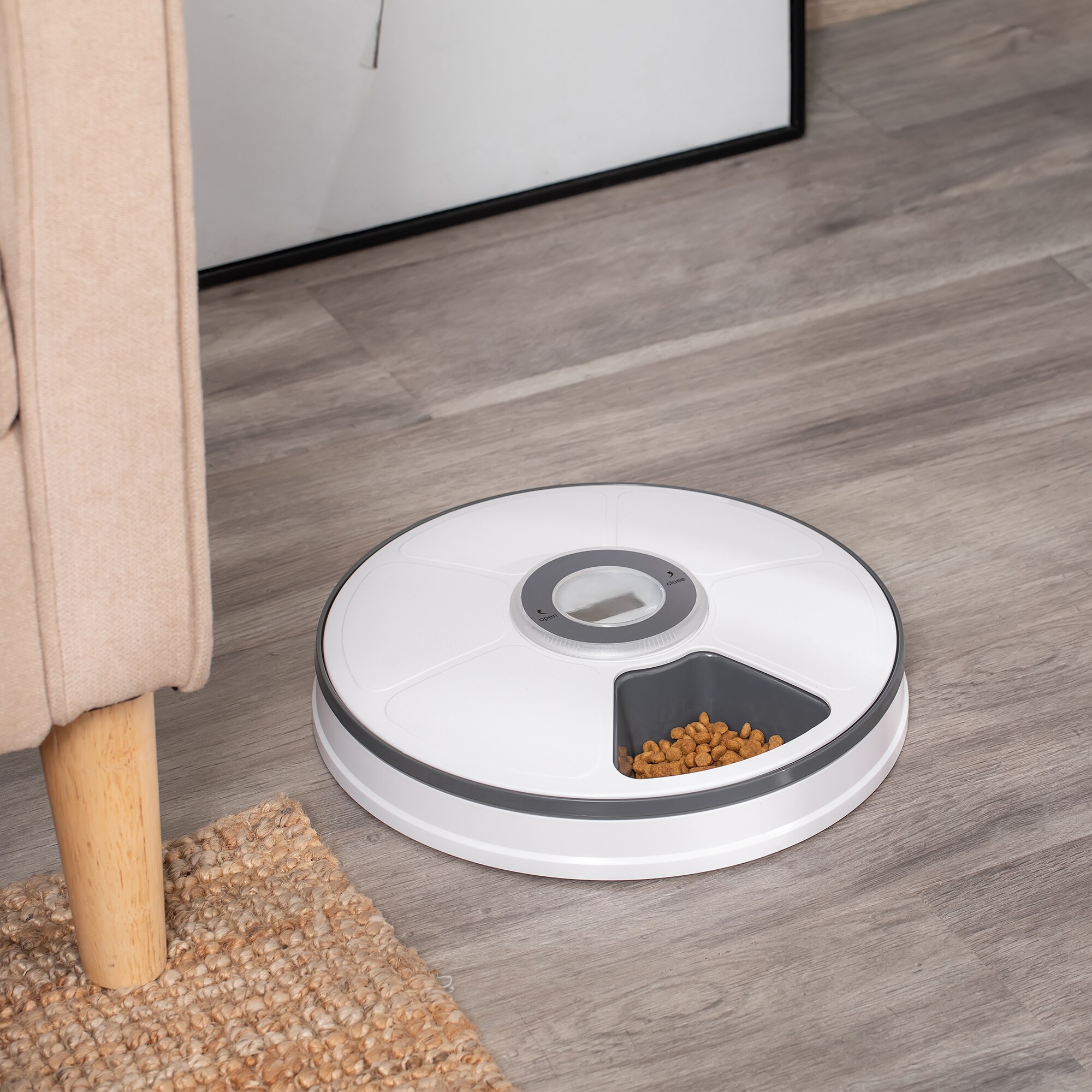 PawHut Futterautomat für Haustiere mit 6 Spenderschalen bunt Ø30,5 x 7,2H cm