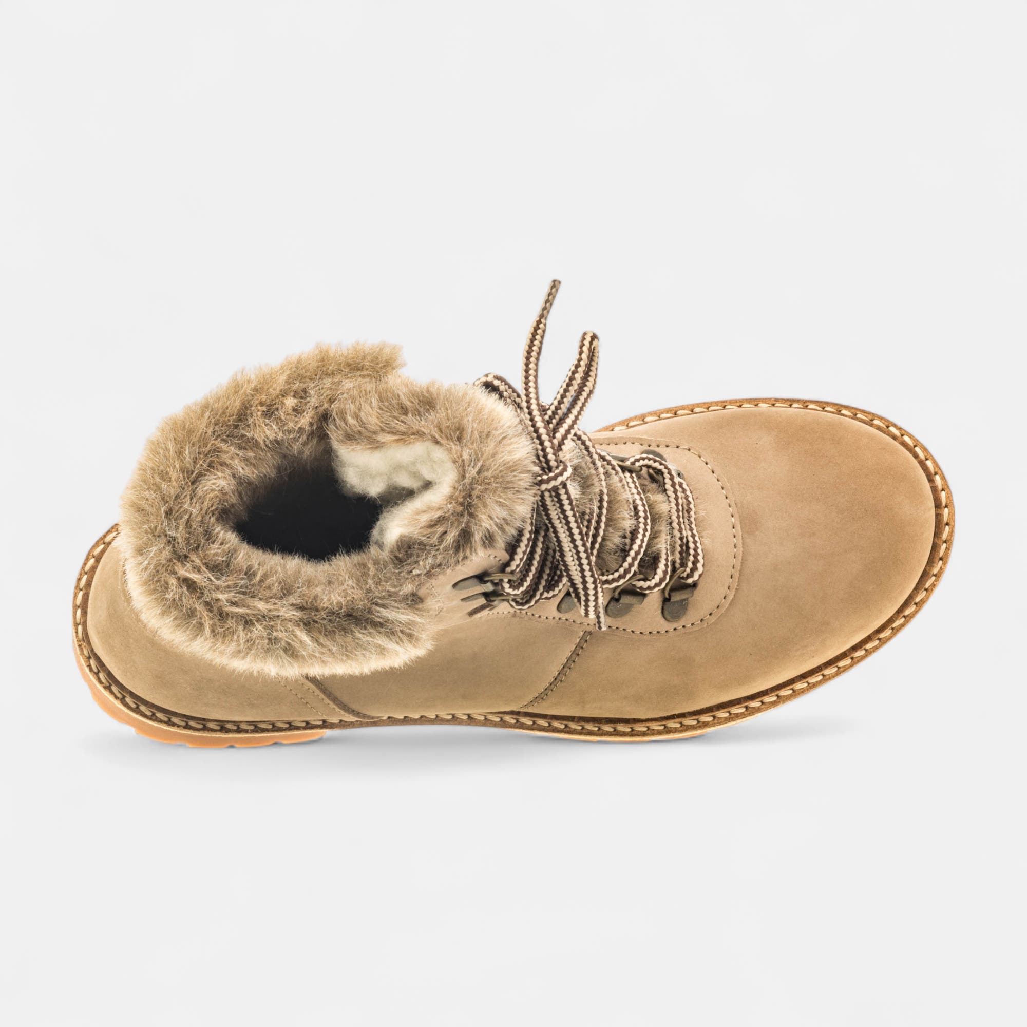 Bottines à lacets Femme en cuir taupe