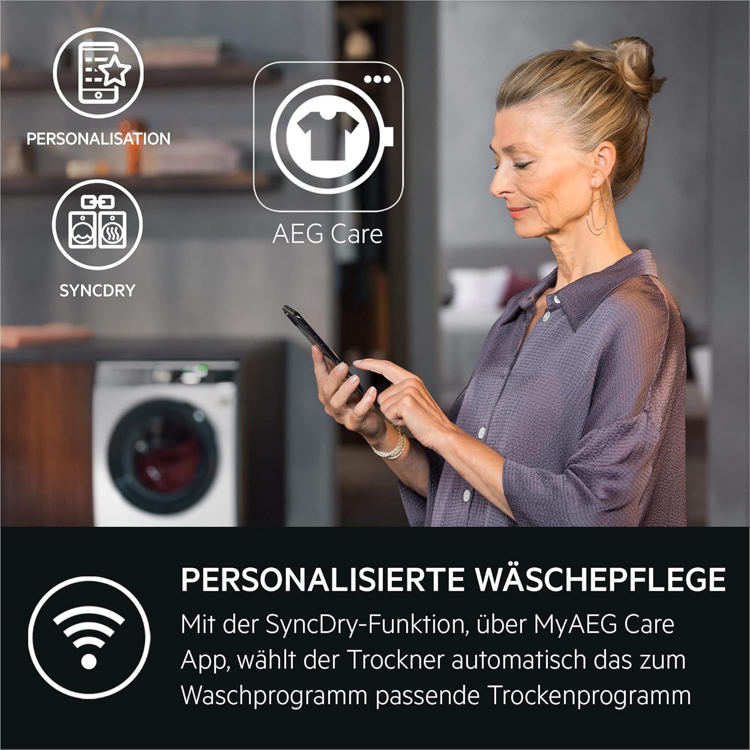 AEG WiFi Wärmepumpentrockner 8 kg, Serie 9000 AbsoluteCarePlus - Daunentrocknung, 3D-Scan Restfeuchteermittlung, B, Energiesparend, Trommelbeleuchtung, Knitterschutz -Weniger Bügelaufwand, TR9W75780