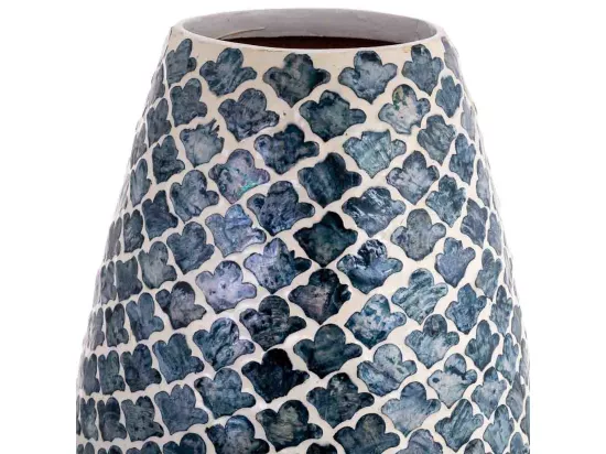 Vase en bois, capiz et rotin gris D25x59h cm