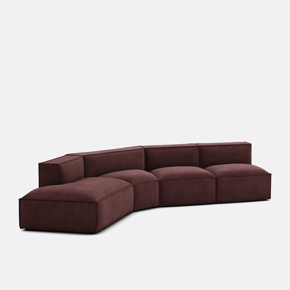 LA REDOUTE INTERIEURS<br>Sofá de 4 peças com tecido texturizado à esquerda, Seven